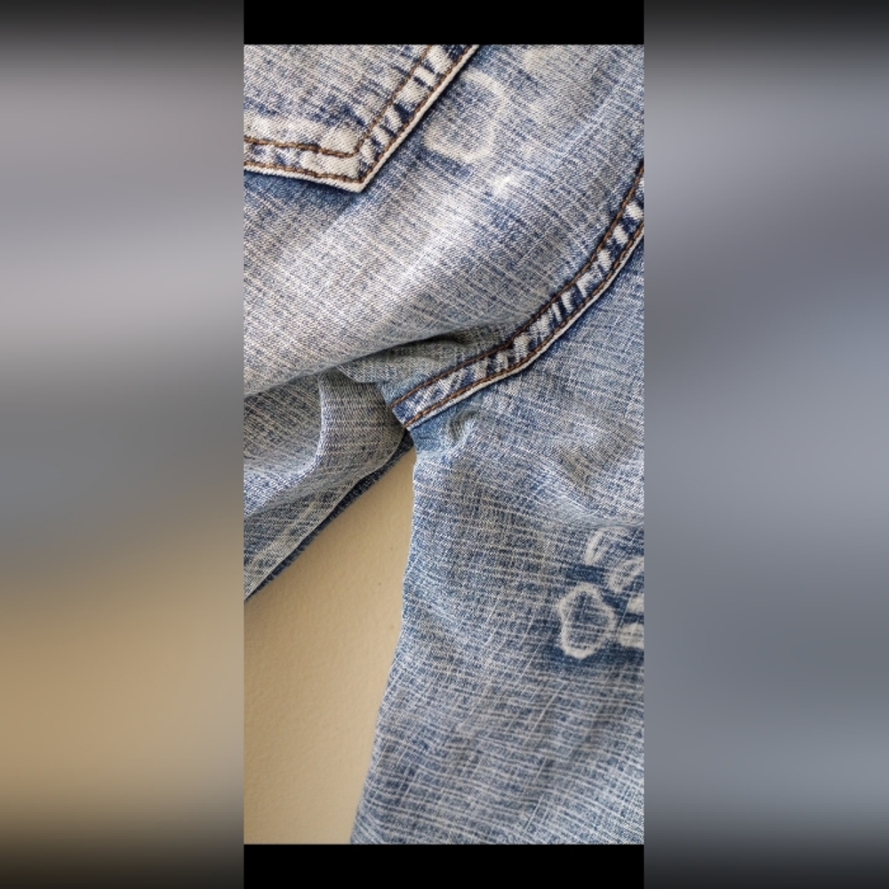⭐️ Adorable PAW Print Stylish Blue Flared Women Jeans Sz 31 - Picture 5 of 8